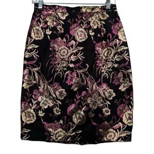 Ellen D Skirt 4 Metallic Brocade Floral Mini Pink Gold Black Party Club Glam Y2K